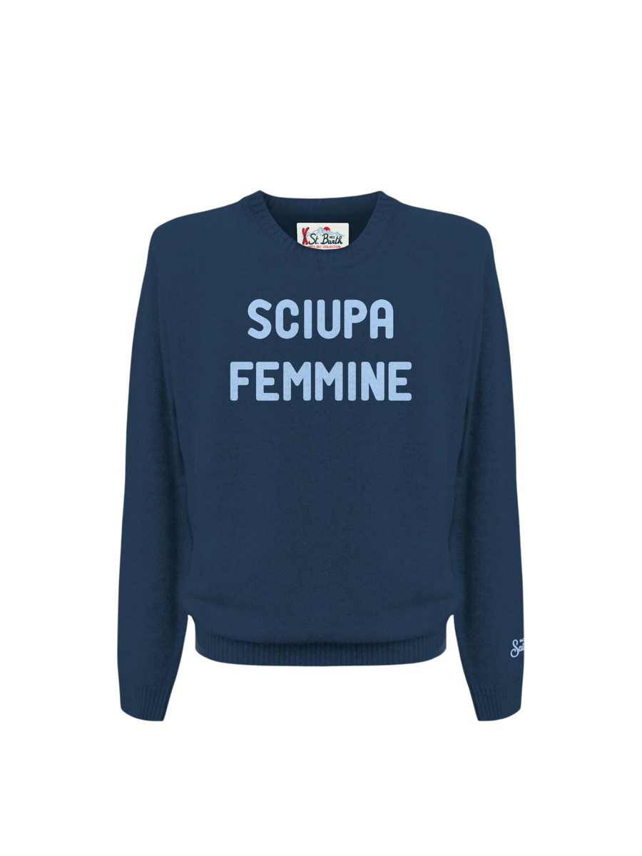 Maglione "00 emb" Saint Barth blu con stampa "sciupa femmine" DOU0001 02011I MC2 SAINT BARTH 