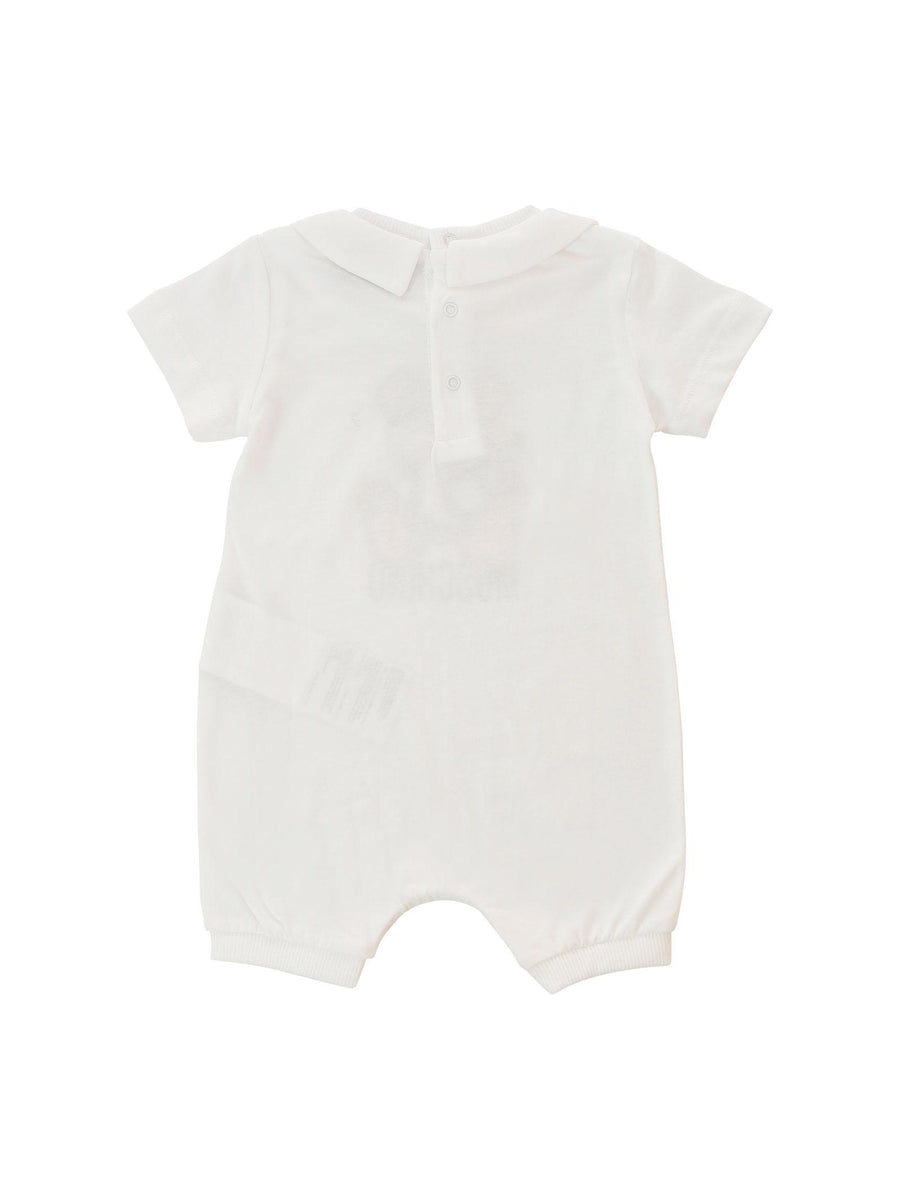 Tutina Moschino bianca con colletto e teddy toy frontale MUT049 10101 Moschino 