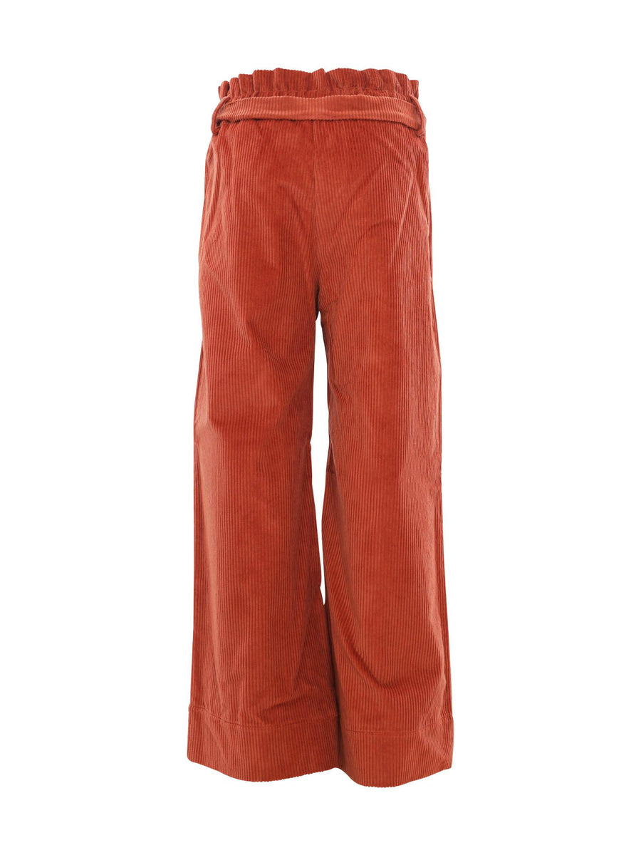 Pantalone palazzo a coste ruggine PTL90HB COC Lala lù 
