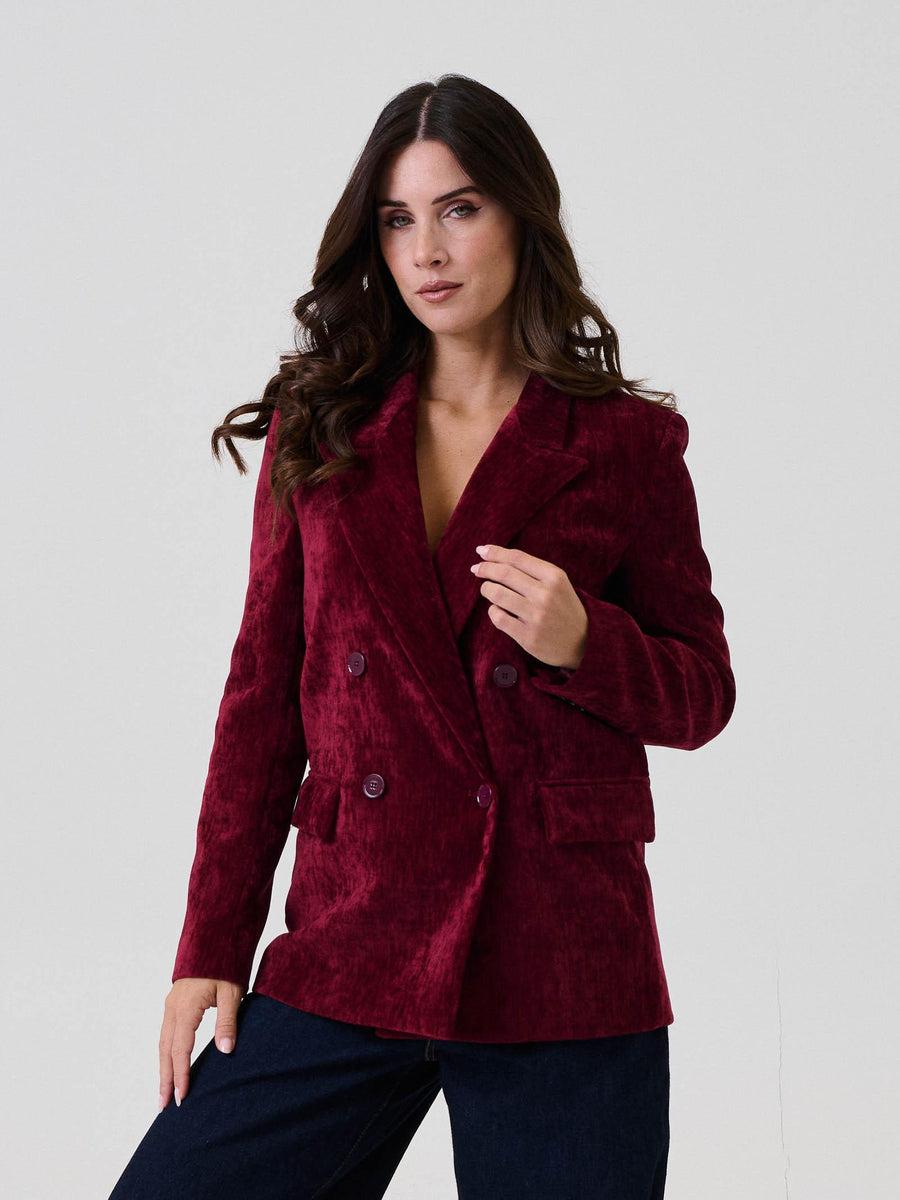 Giacca doppiopetto Vicolo bordeaux in velluto TF0478 BORD Vicolo 