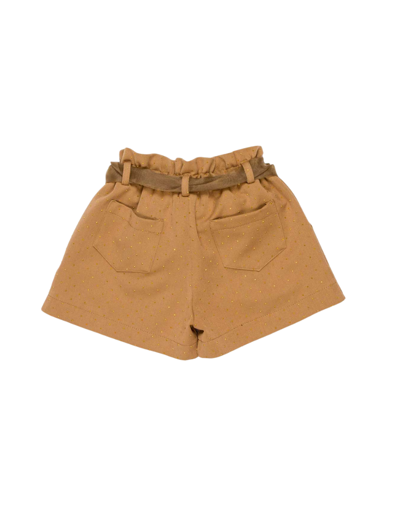 Shorts con fiocco Miss Grant cammello con strass MG1429 VISON Miss Grant 