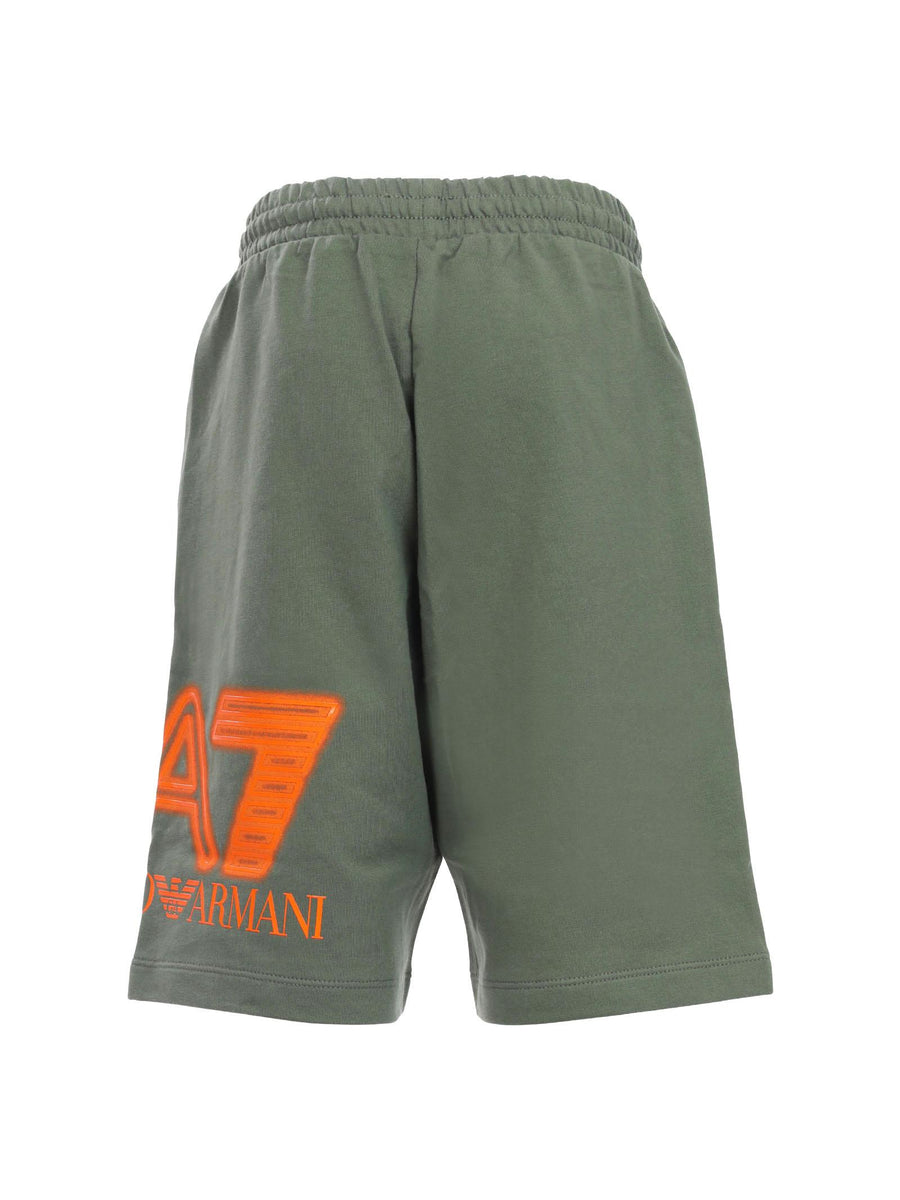 Bermuda verde militare con logo effetto neon 3DBS57BJ05Z 1846 EA7 