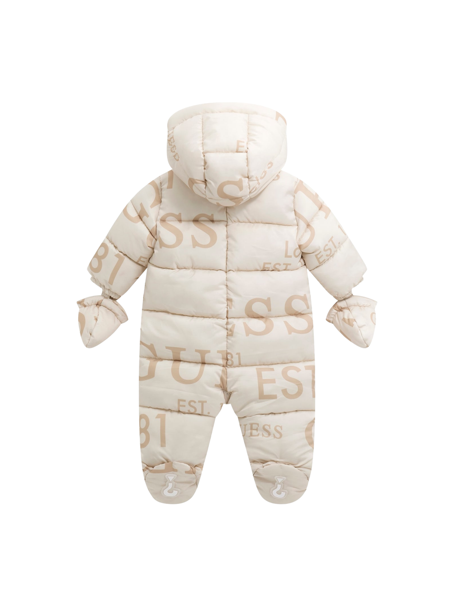 Tuta imbottita Guess bianco con stampa logo all over a contrasto H5BW00WCFM0 PZA1 Guess 