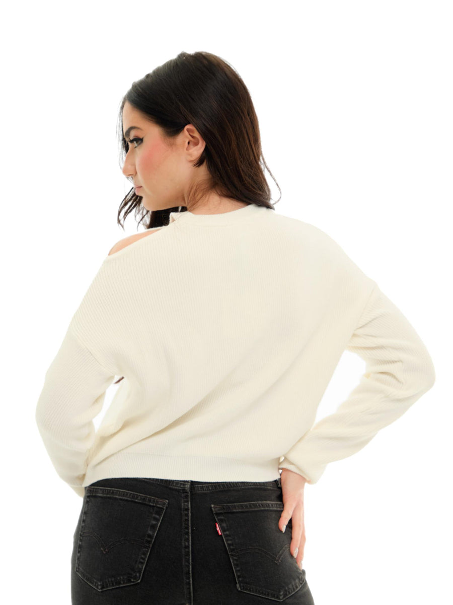 Maglia Vicolo bianca con spalla scoperta 77054D BIA Vicolo 