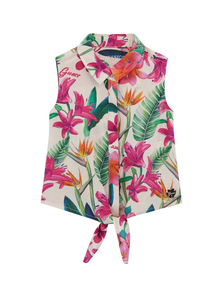 Camicia Guess multicolor senza maniche e con nodo sul fondo K5GH00WG5S2 P49Z Guess 