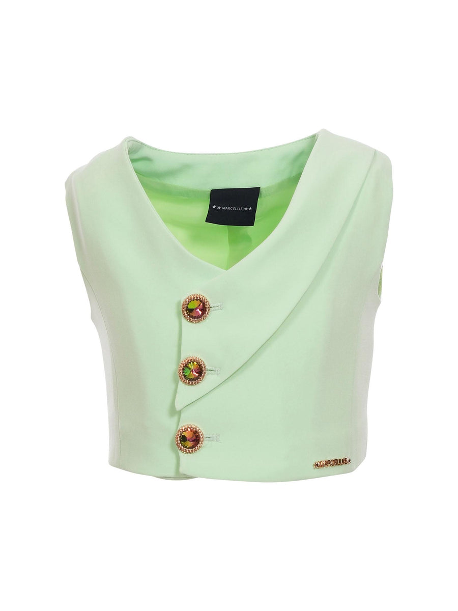 Gilet Marc Ellis verde acqua con bottoni gioiello WA01230 GREEN Marc Ellis 