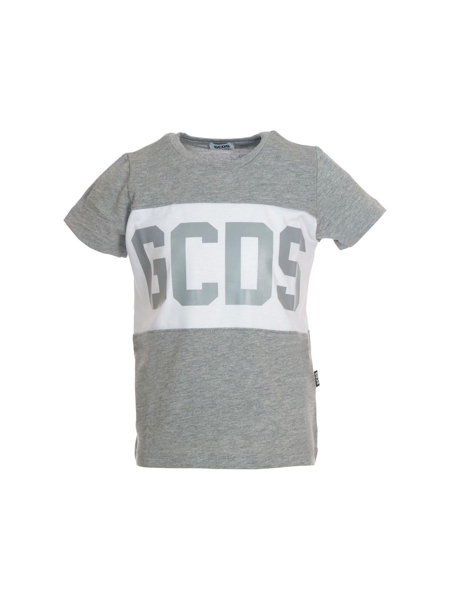 T-Shirt Gcds grigia con banda orizzontale bianca 2329JF1 93 GCDS 
