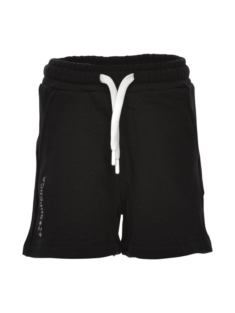 Shorts in tuta nero con scritta glitter 572FLW4191 0658 Superga 