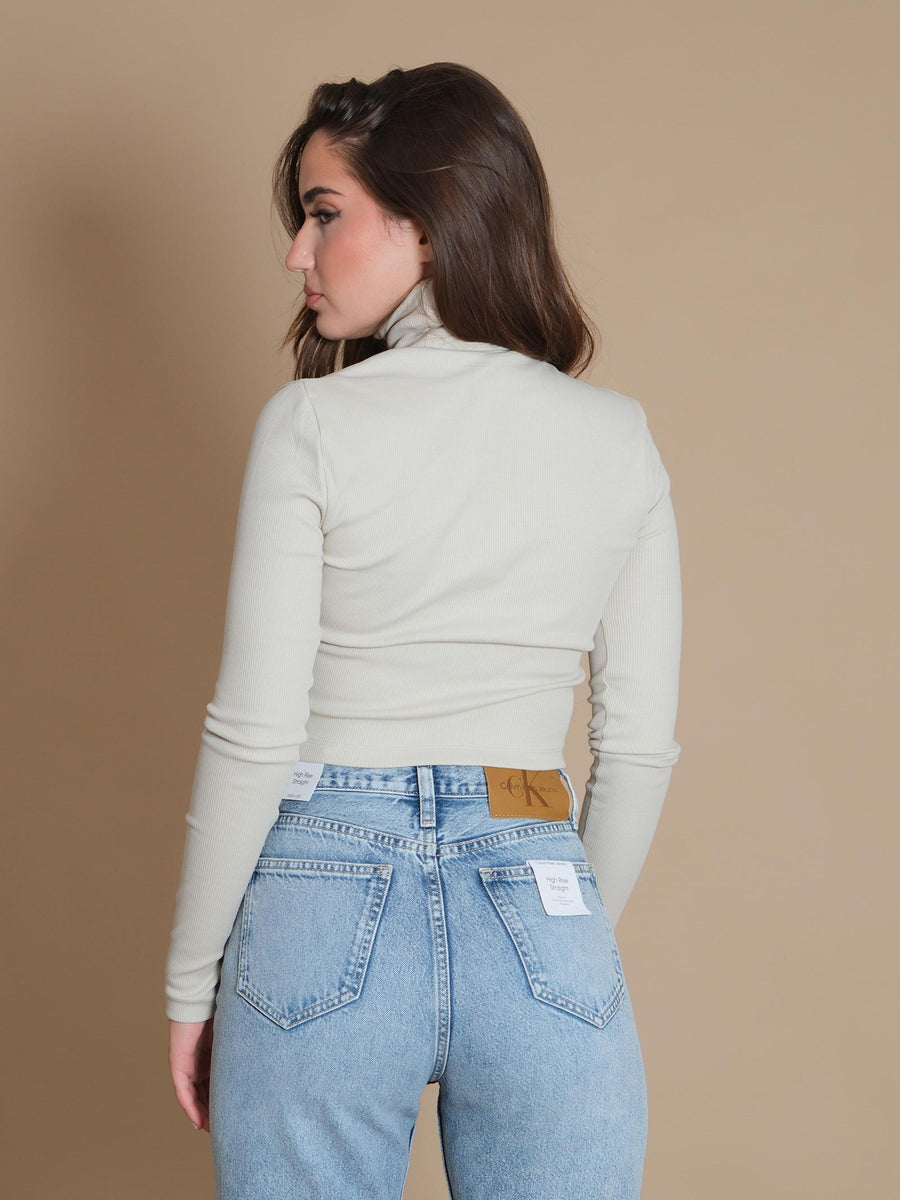 Dolcevita Calvin Klein collo alto a costine slim beige J20J224196 PD7 Calvin Klein 