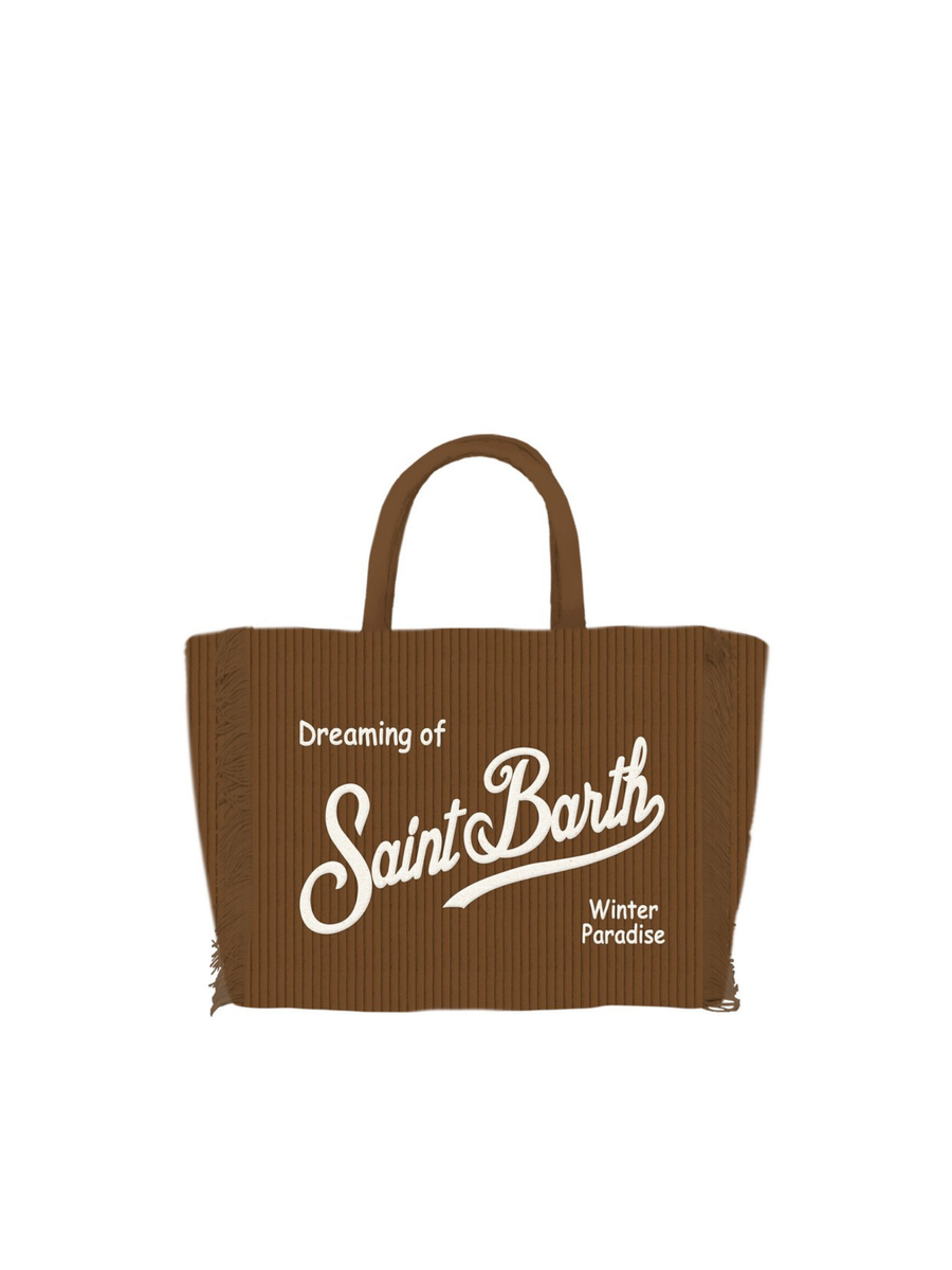 Borsa Vanity mini "18 emb" Saint Barth marrone a costine VAMI025 01042I MC2 SAINT BARTH 