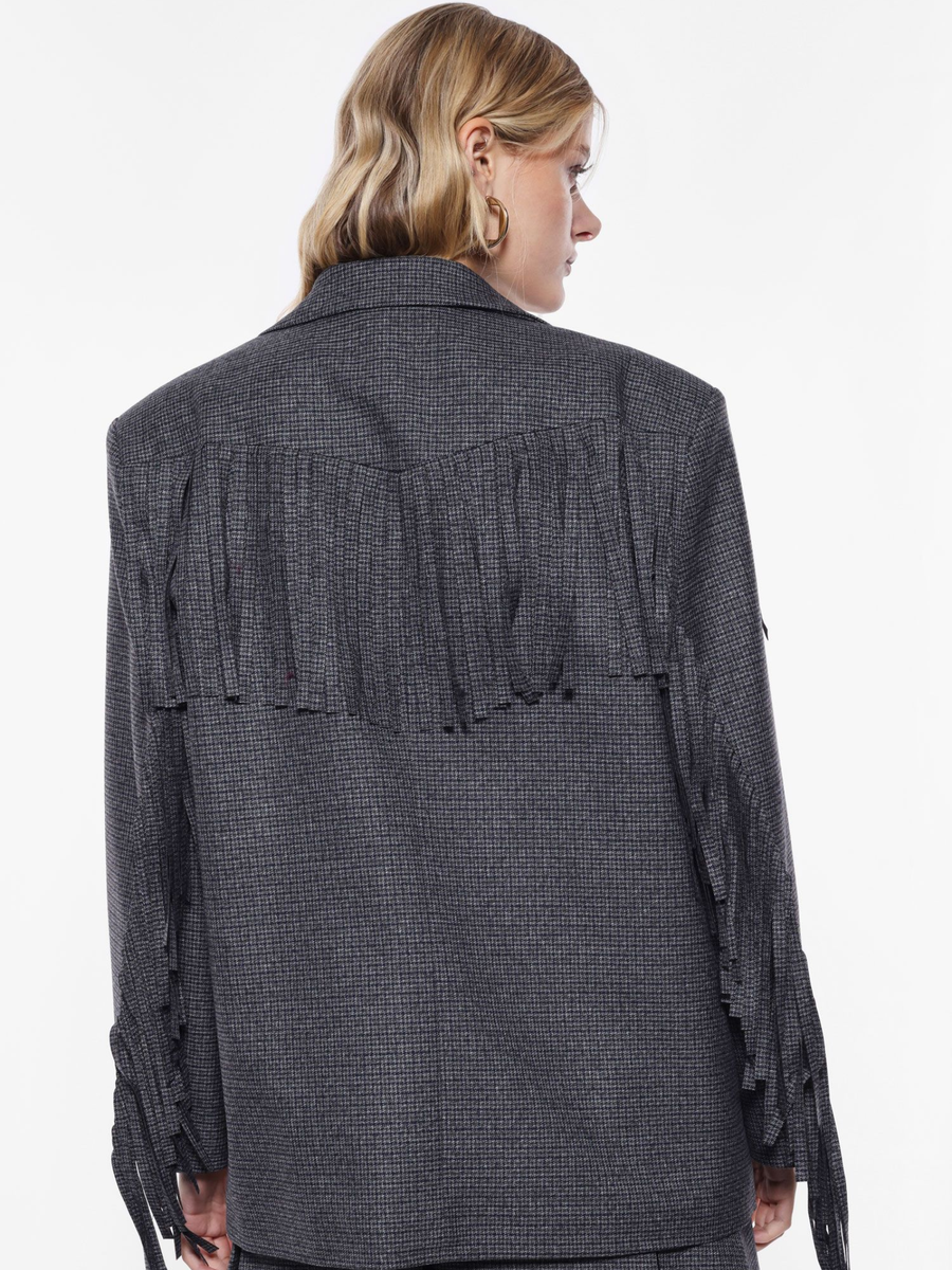 Blazer Imperial grigio e nero con frange e fantasia melange JAT6IQHC GRIGIO/NERO Imperial 