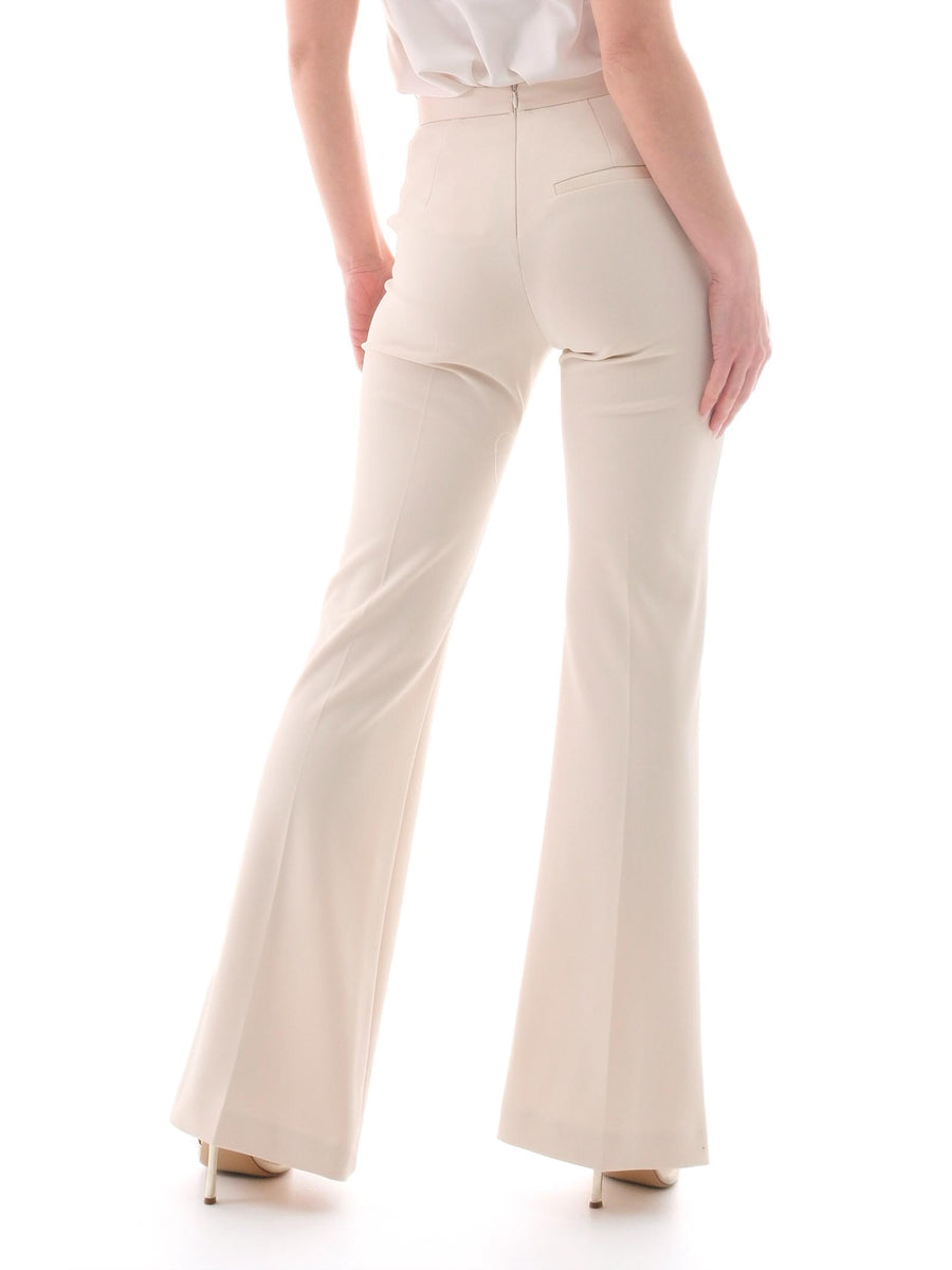 Pantalone a vita alta Imperial beige a zampa con dettagli in raso P3E9JAW BURRO Imperial 