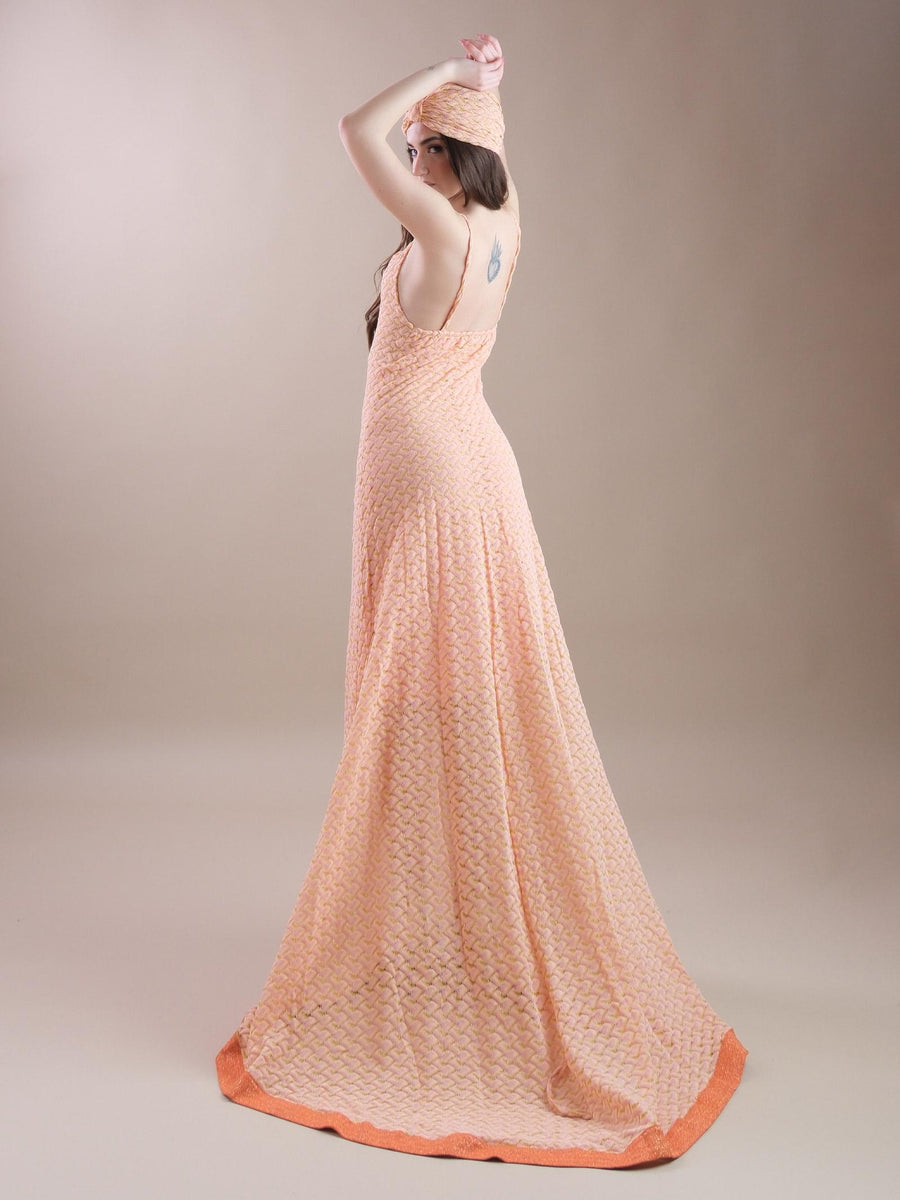 Abito lungo pompelmo con strascico 4319087 POMPELMO PHO FIRENZE 