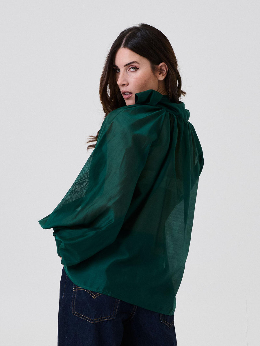 Blusa con fiocco Vicolo verde petrolio TF0488 PETROLIO Vicolo 