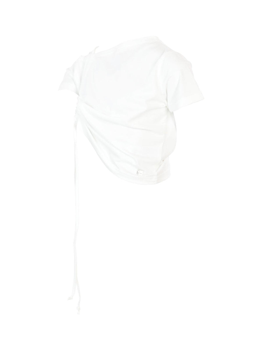 T-shirt bianca con arricciatura laterale MG2674 LATTE Manila Grace 