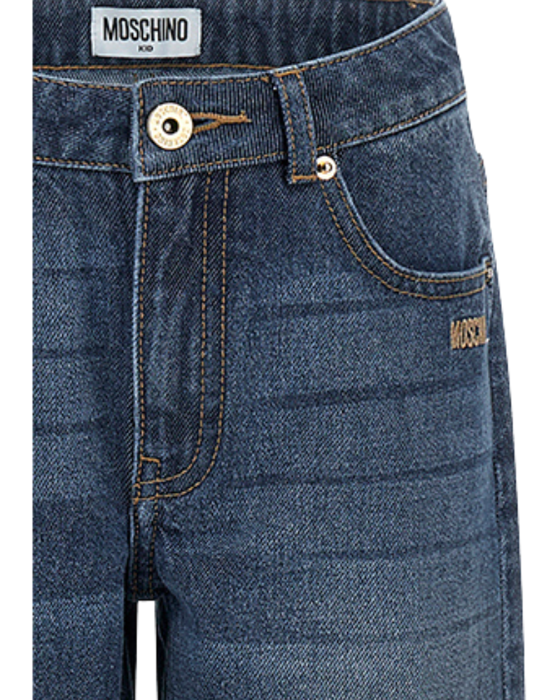 Jeans Moschino in denim con logo ricamato e teddy patch HDP06M 40244 Moschino 