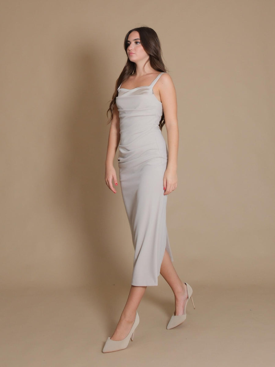 Abito midi Imperial con scollo a cuore beige luna AFAHIAW BEIGE LUNA Imperial 