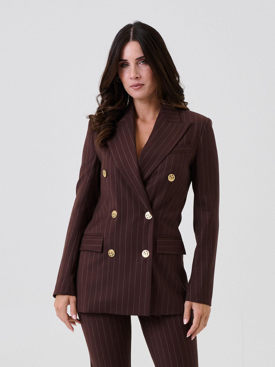 Giacca doppiopetto Silence Limited marrone a righe SD5065 BROWN Silence Limited 