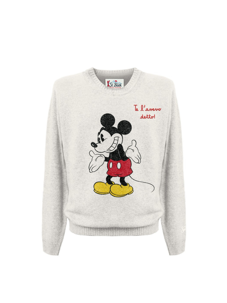 Maglione "00 emb" Saint Barth bianco con topolino "Io l'avevo detto" HER0001 00411I MC2 SAINT BARTH 