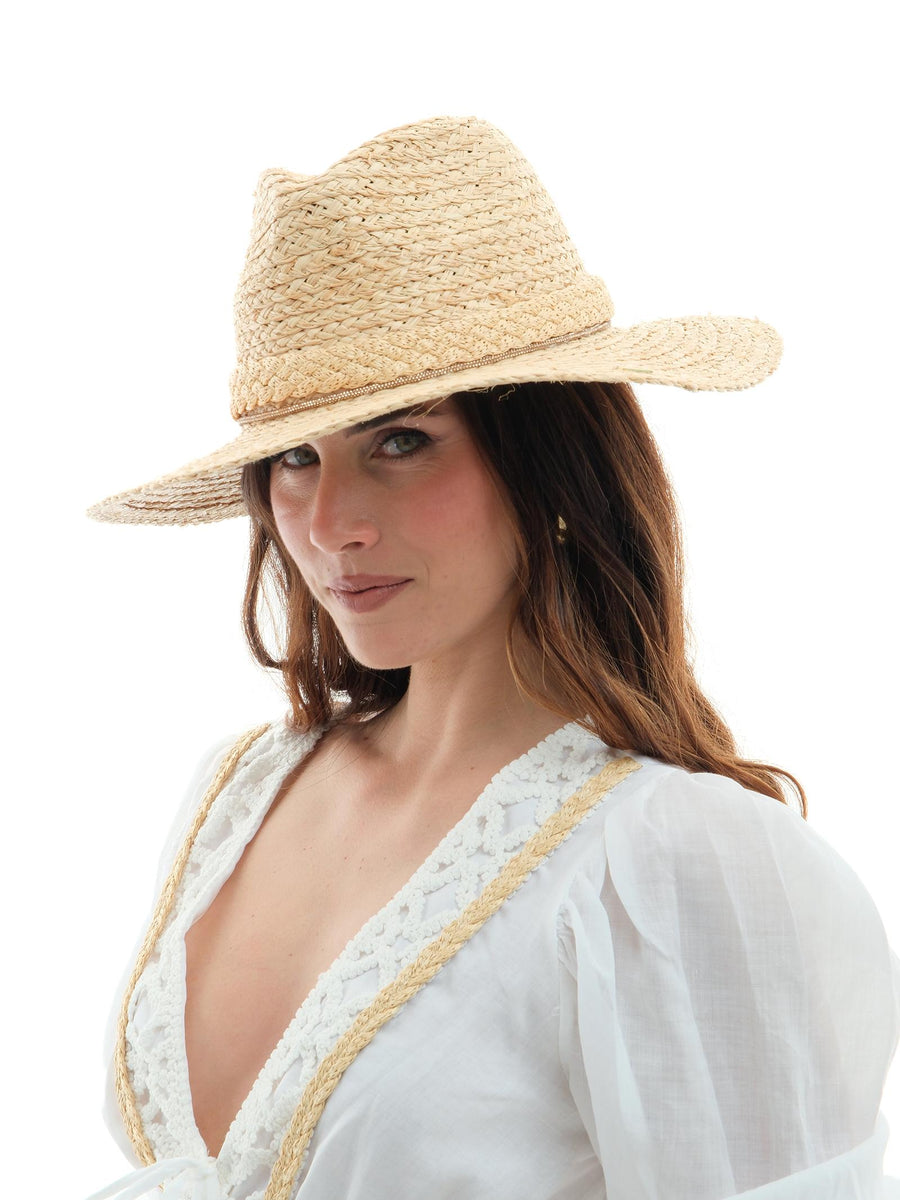 Cappello in paglia Pho Firenze con inserti brillantinati 9021004 UNI PHO FIRENZE 