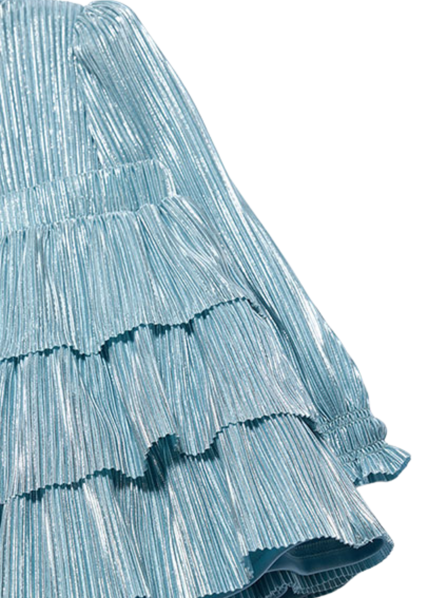 Abito lamè Abel & Lula azzurro con balze 5541 Acqua Abel & Lula 