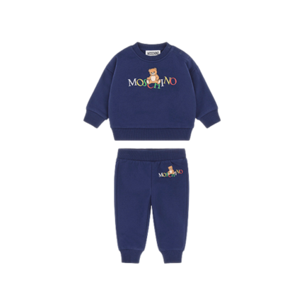 Coordinato Moschino blu con logo multicolor e teddy bear MRK039 40016 Moschino 