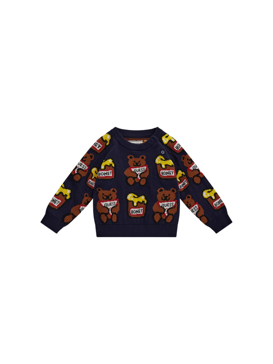 Maglione Guess blu navy con stampa orsetti all over H1YT01Z2S40 GBMT Guess 