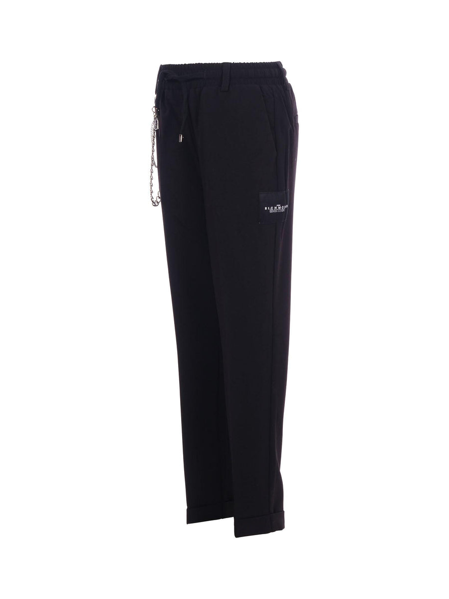 Pantalone John Richmond nero con patch logo laterale RBP25227PA BLACK John Richmond 