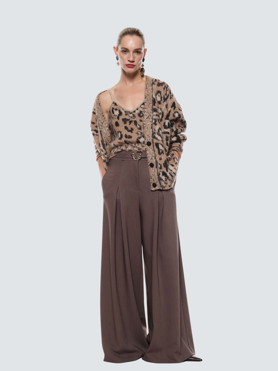 Pantalone ampio a vita alta Imperial fango con cintura decorativa P5Y6KBYC FANGO Imperial 