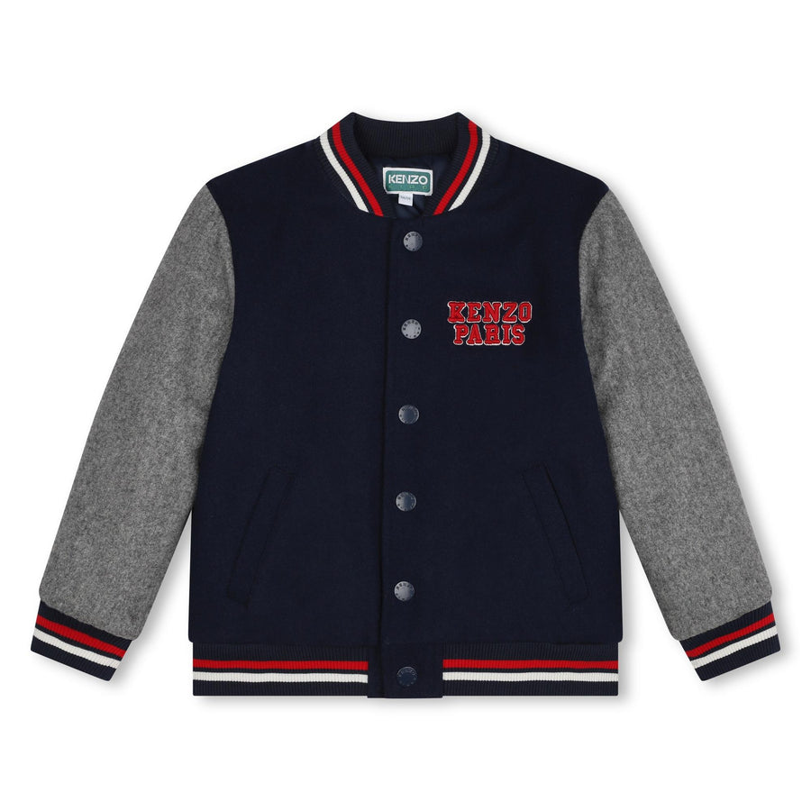 Giubbino kenzo college blu con dettagli rossi e grigi K60824 84A Kenzo 