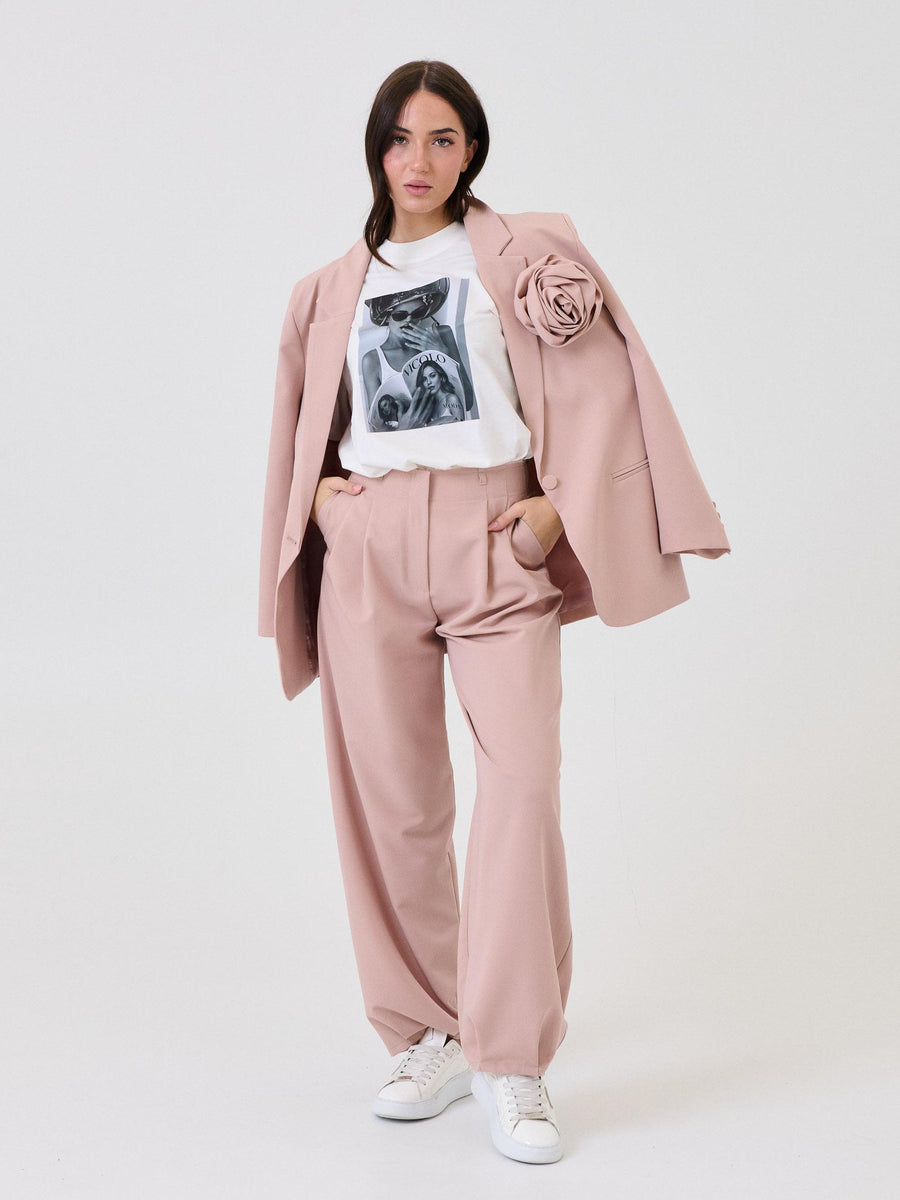 Blazer monopetto Vicolo rosa con maxi fiocco removibile TF0372 CIPRIA Vicolo 