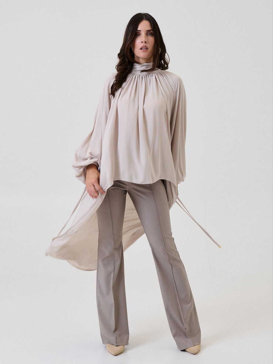 Camicia con drappeggio asimmetrico Bohemian Vì beige CA243 PEARL Bohemian V 