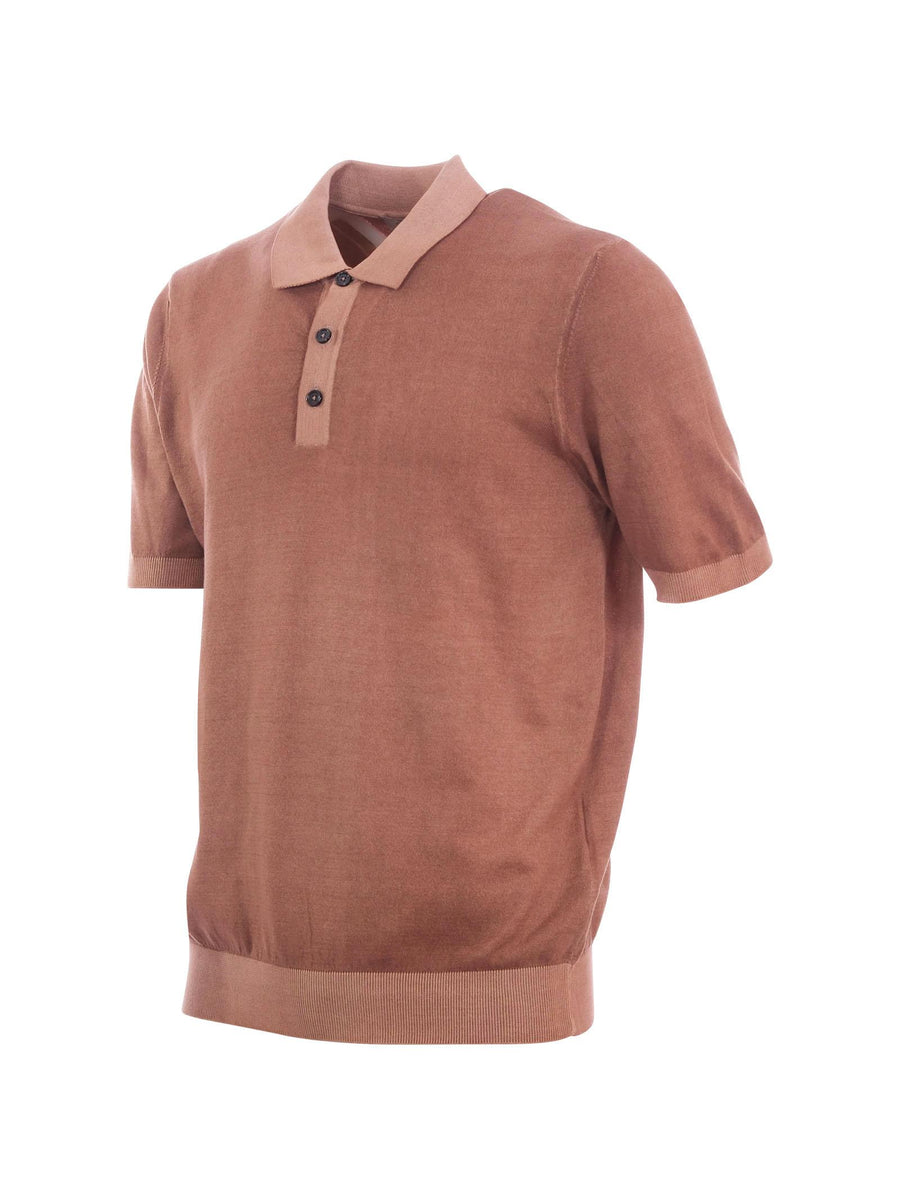 Polo Portofino marrone con colletto e bordi elasticizzati a contrasto M7302 520 Portofino 