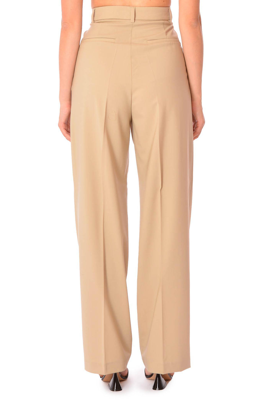 Pantalone palazzo con pence sabbia HELEN3826 BEI RAYURES NOIR 