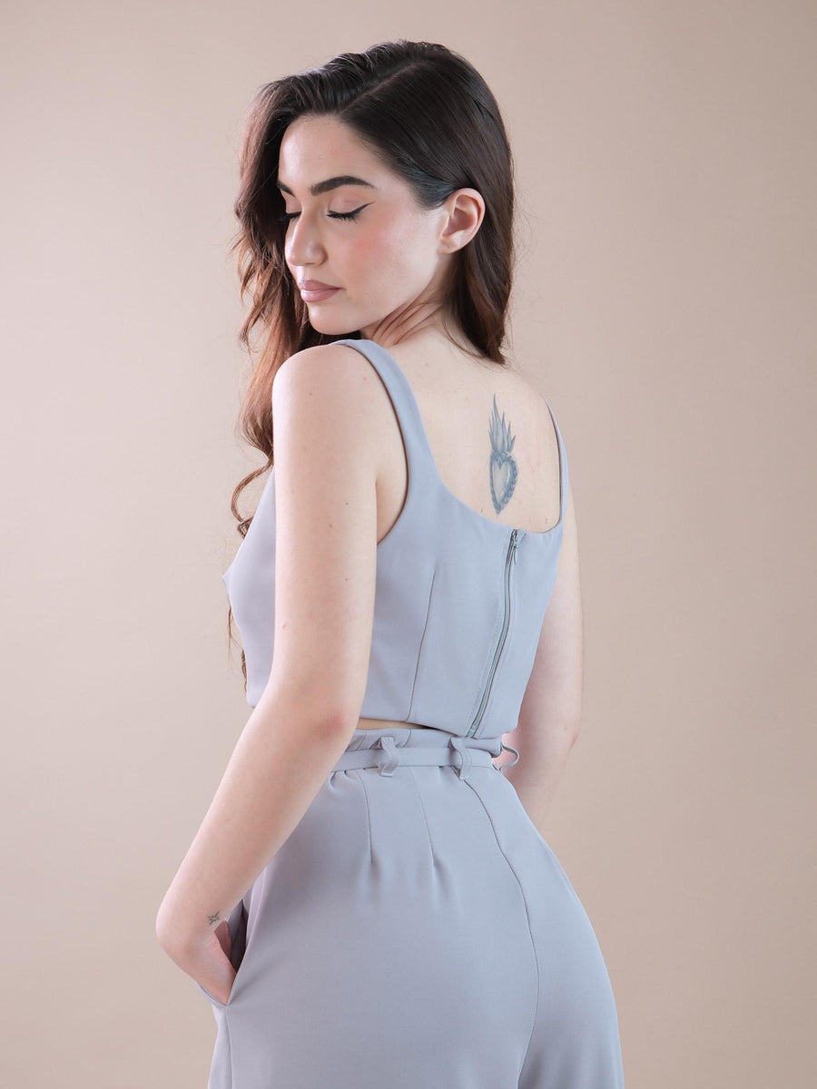 Crop top cemento con scollo quadrato e spalline RFW8HLD CEMENTO Imperial 