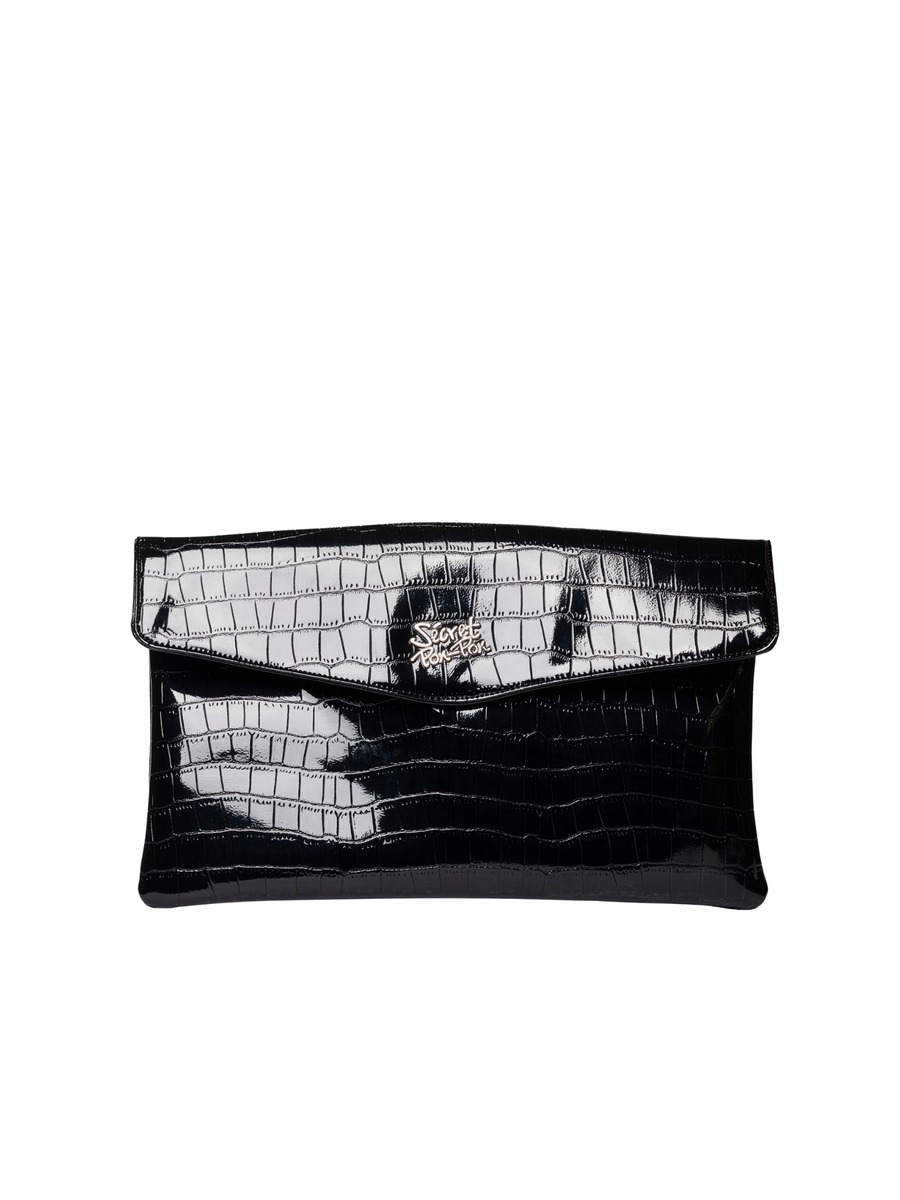 Pochette "Marlene "Clutch" Secret Pon Pon nera effetto coccodrillo MARLENE CLUTCH BLK Secret Pon Pon 