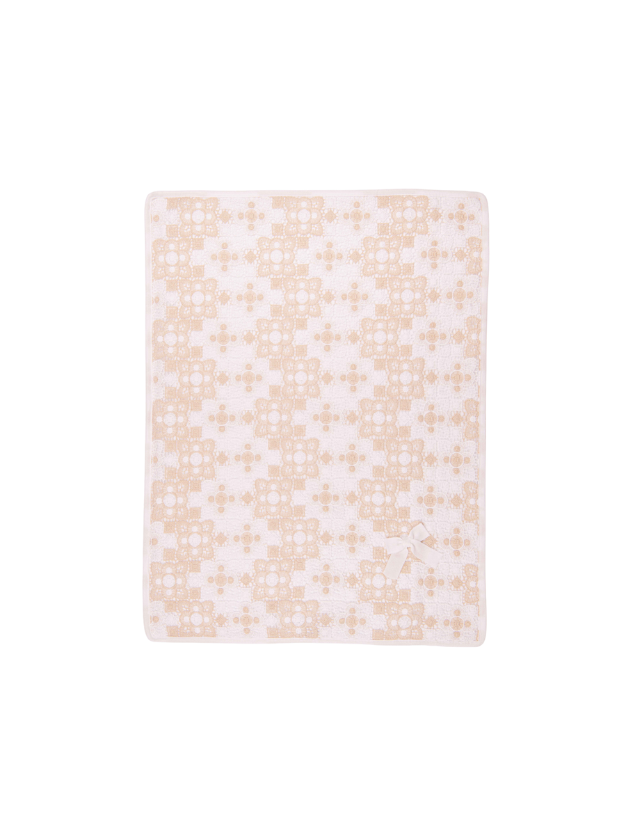 Coperta Marlù bianca con dettagli beige e ricamo con fiocco EB2981 C1091 Marlù 