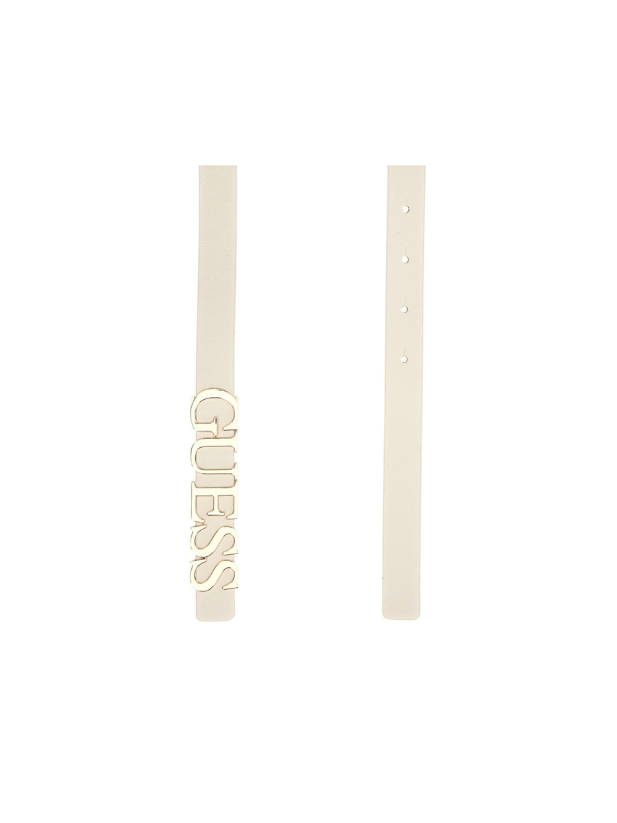 Cintura Guess bianca con maxi fibbia logo lettering dorato BW9257P5320 OFF Guess 