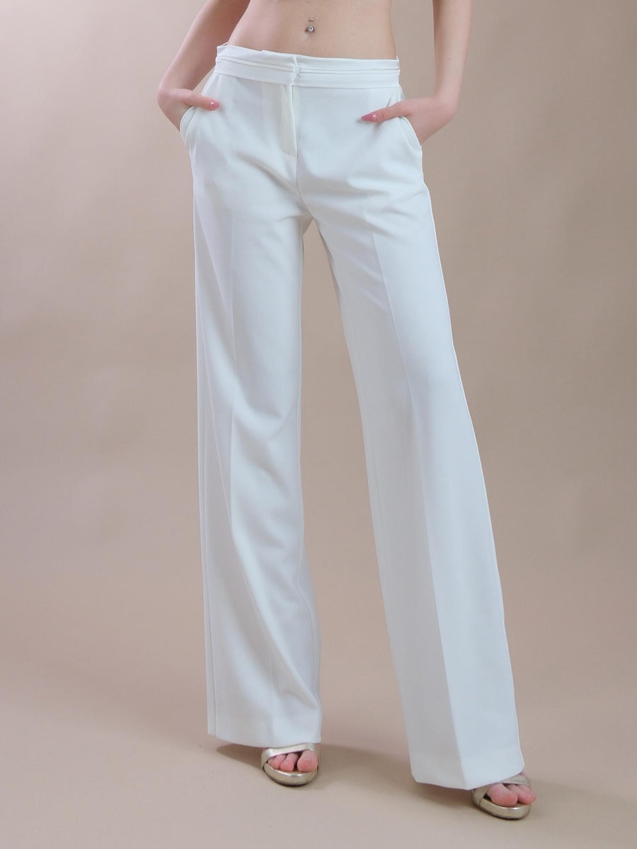 Pantaloni a palazzo bianco latte con fascia in raso P4S6HAWC LATTE Imperial 