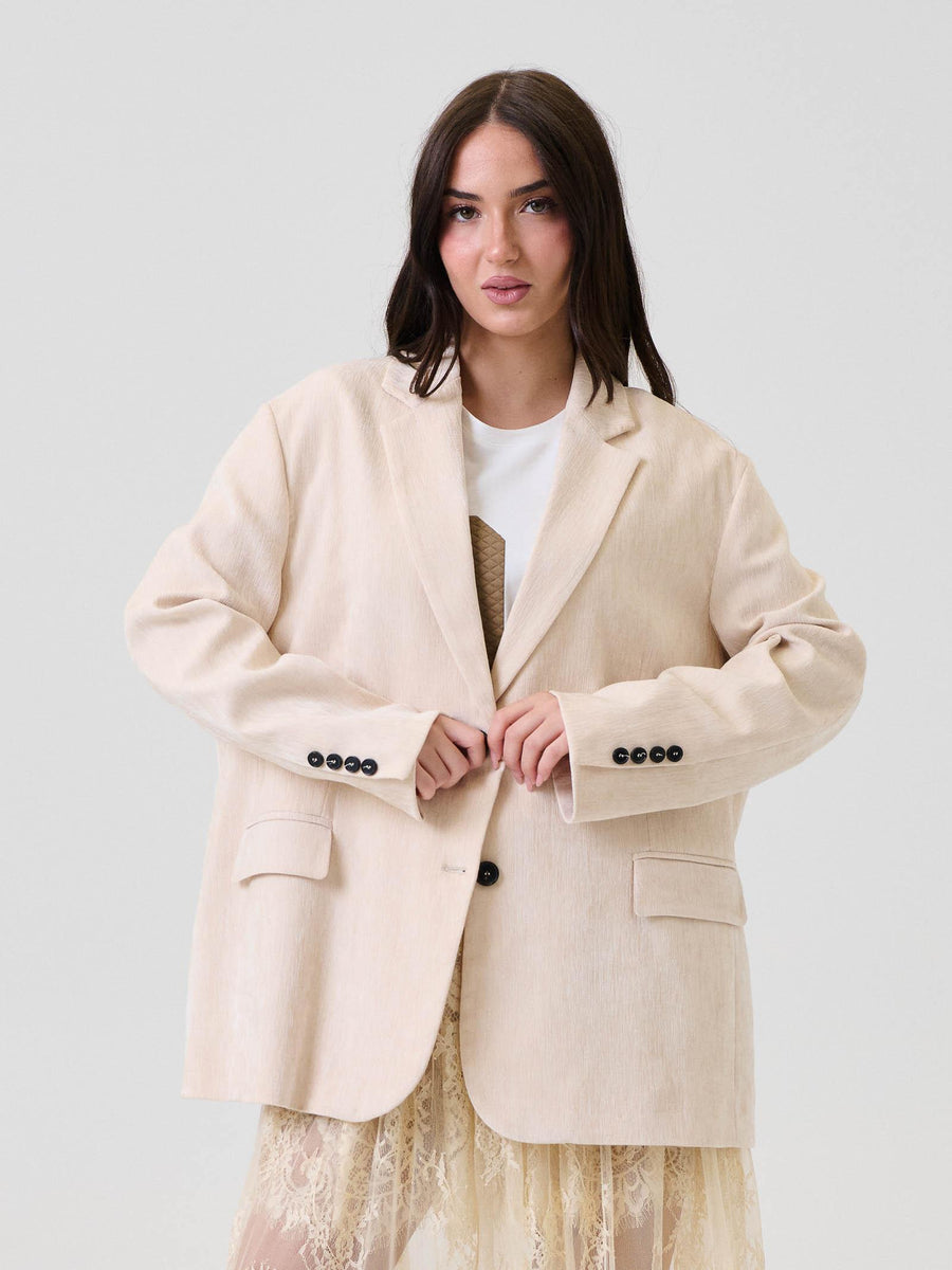 Blazer monopetto Vicolo panna in vellutto effetto fiammato TF0654 PANNA Vicolo 