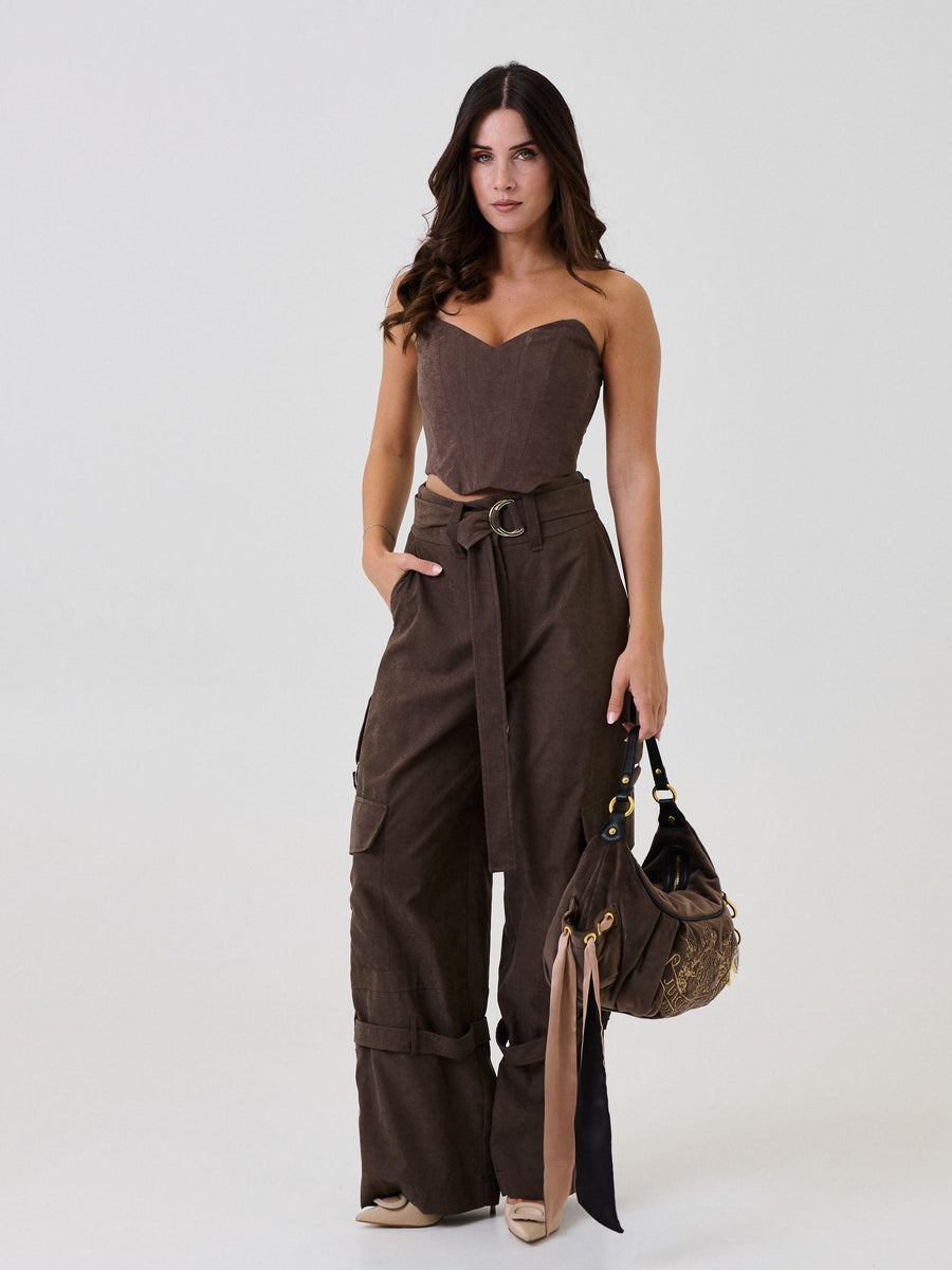 Top a cuore strutturato Bohemian Vì marrone BHBOU003 BROWN Bohemian V 