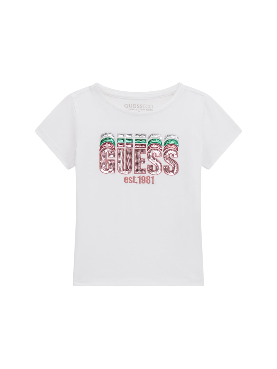 T-Shirt Guess bianca con strass K5RI17K6YW4 G011 Guess 