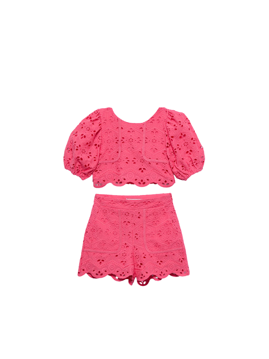 Completo Abel & Lula fucisa con maniche a palloncino e shorts in pizzo 5231 FUC Abel & Lula 