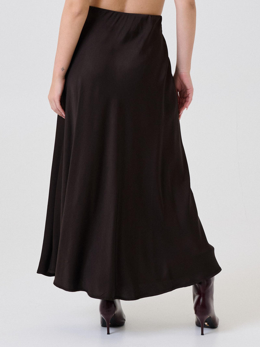 Gonna midi Armoire marrone scuro in raso FB952B22R MOKA Armoire 