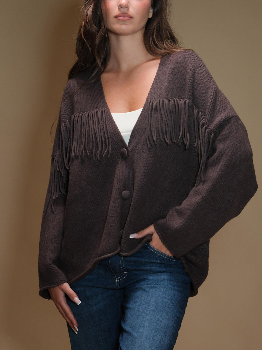 Cardigan Armoire over dettagli frange marrone 5R586A MARRONE Armoire 