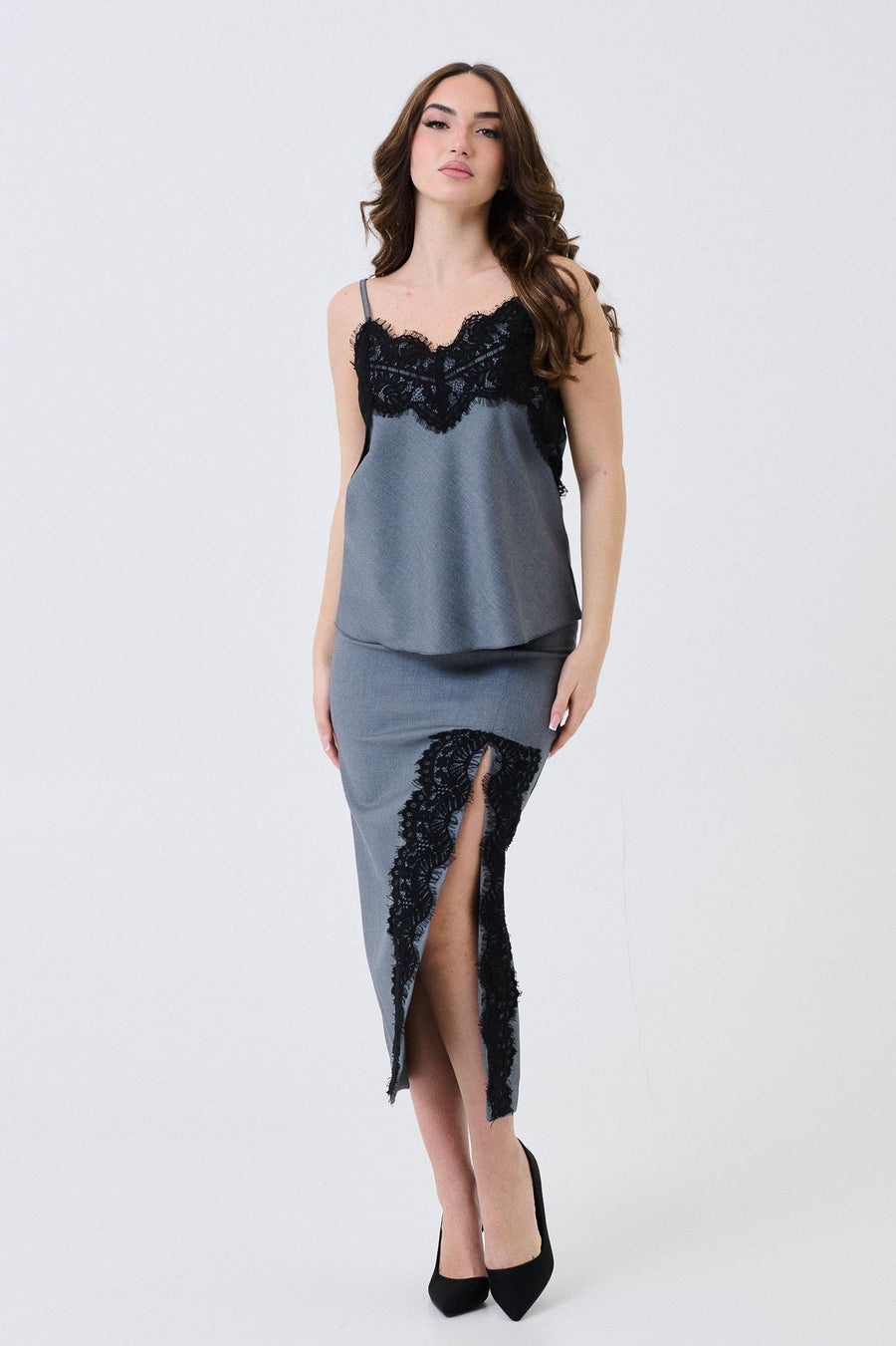 Top Armoire grigio con inserti in pizzo 363TOP GRIGIO Armoire 