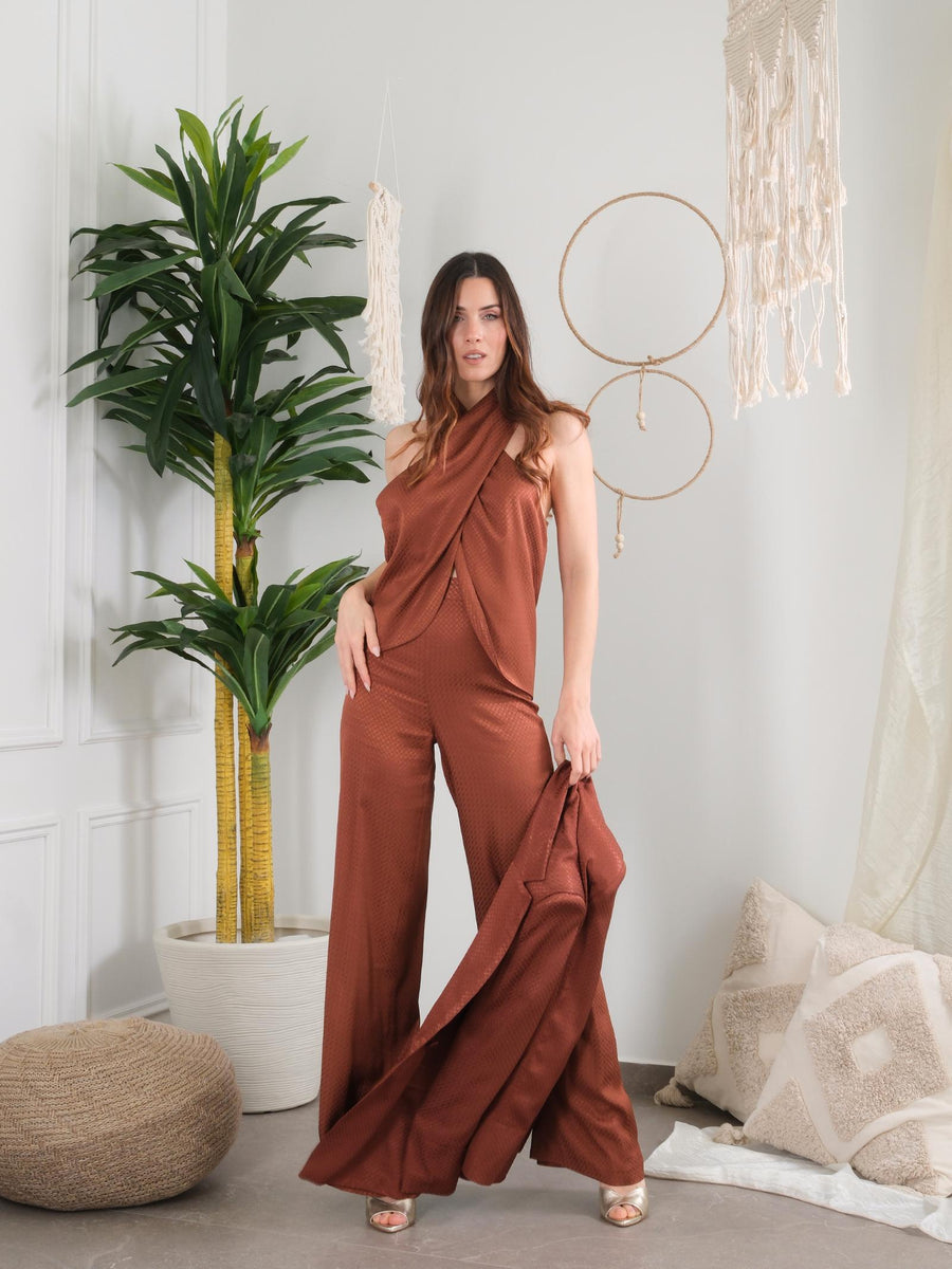 Pantalone jacquard Bohemian Vì ruggine PA218 BROWN Bohemian V 