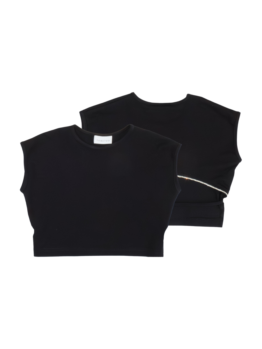 T-Shirt cropped Tobetoo nera 130YTFJS25 NERO Tobetoo 