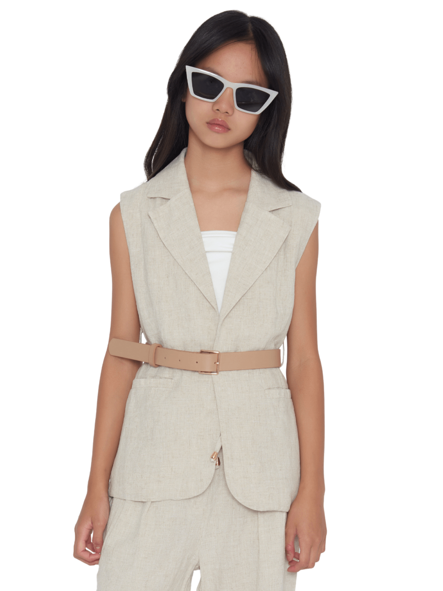 Giacca smanicata Tobetoo burro con cinturino marrone 177JTFJS25 BURRO Tobetoo 