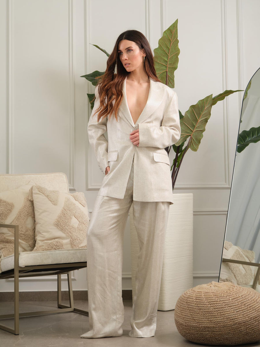 Giacca "over linum" Silence Limited sabbia con filo lurex GI596 UNI Silence Limited 